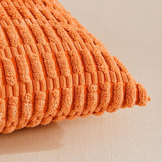 Fancy Homi 4 Packs Orange Fall Decorative Throw Pillow Covers 20x20 Inch - Image 4