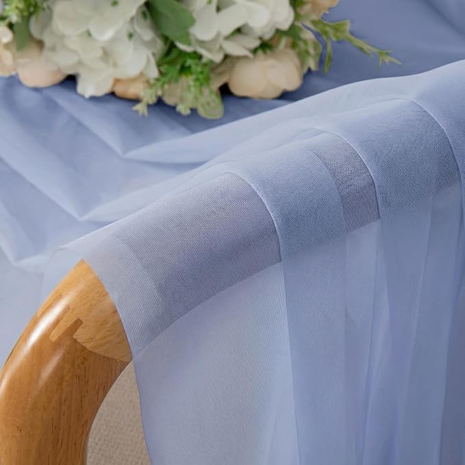 Simplebrand Denim Sheer Curtains 84 Inches Long, Light Filtering Rod Pocket - Image 7