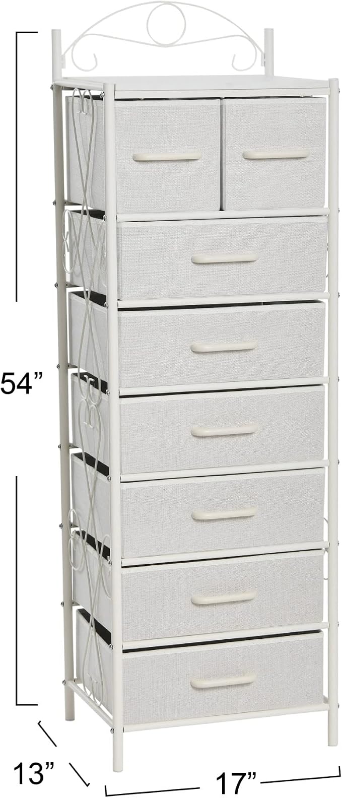 Household Essentials Scandinavian White Iron & Wood Tower Dresser - Image 3