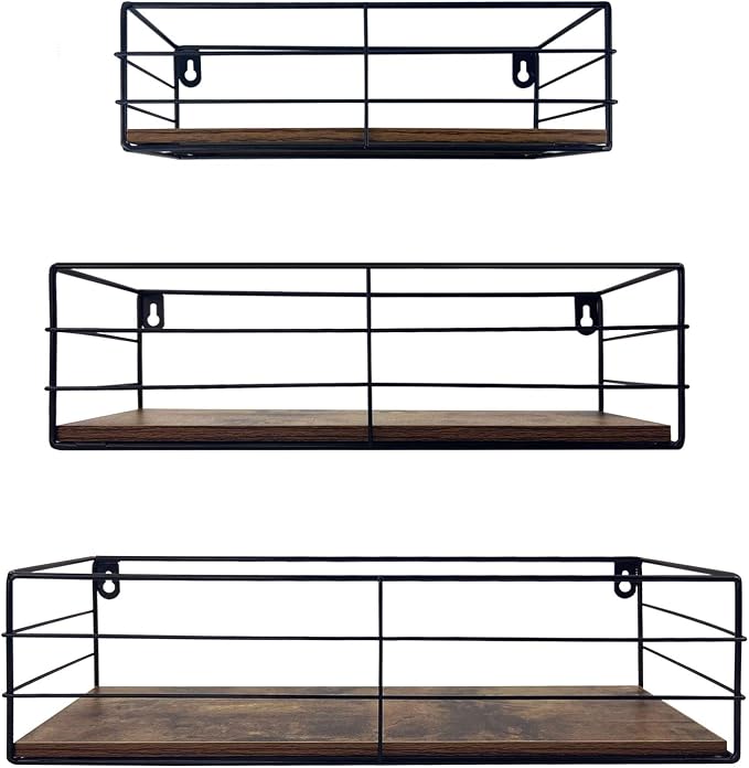 CRUGLA Floating Shelves Wall Mounted Set of 3, Hanging Storage Wall Shelf by CRUGLA
