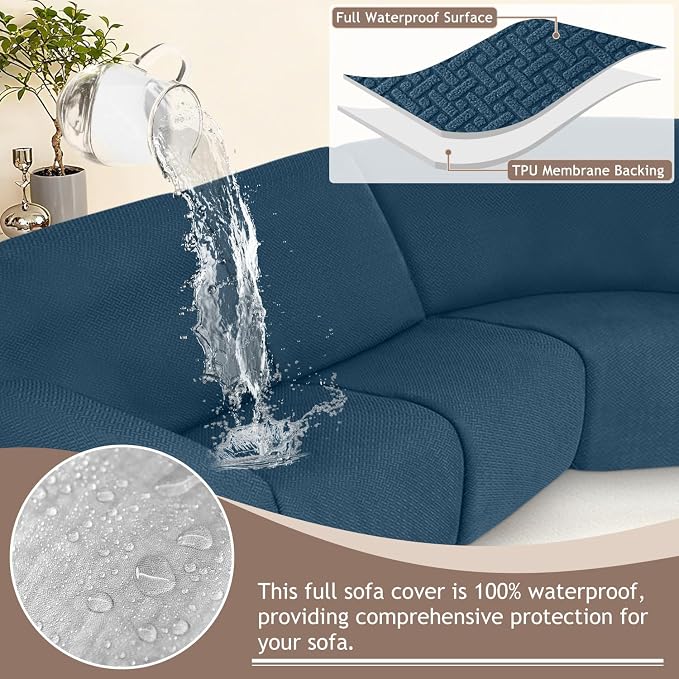 ALIECOM 100% Waterproof Recliner Sectional Couch Covers L Shape Stretch Corner - Image 4