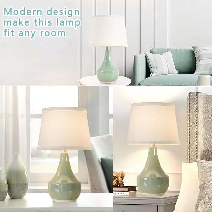 GyroVu 18" Table Lamp Set of 2, Ceramic Table Lamp Classic Beside Lamps - Image 3