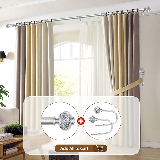 Curtain Rod 32 to 58 Inches, USFOOK 7/8 inch Telescoping Splicing Curtain rods - Image 6