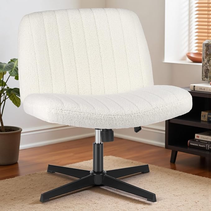 OLIXIS Criss Cross Chairs Legged Armless No Wheels Wide Seat Height Adjustable - Image 3