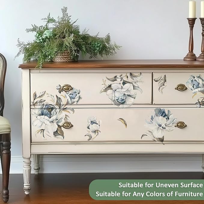 Floral Vintage Rub on Transfer for Furniture Large Flower UV DTF Transfer - Image 2