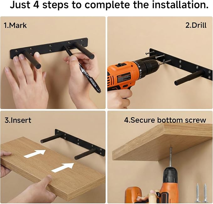 31.5in Floating Shelves for Wall, Wall Mounted Shelves for Decor Storage Set of - Image 7