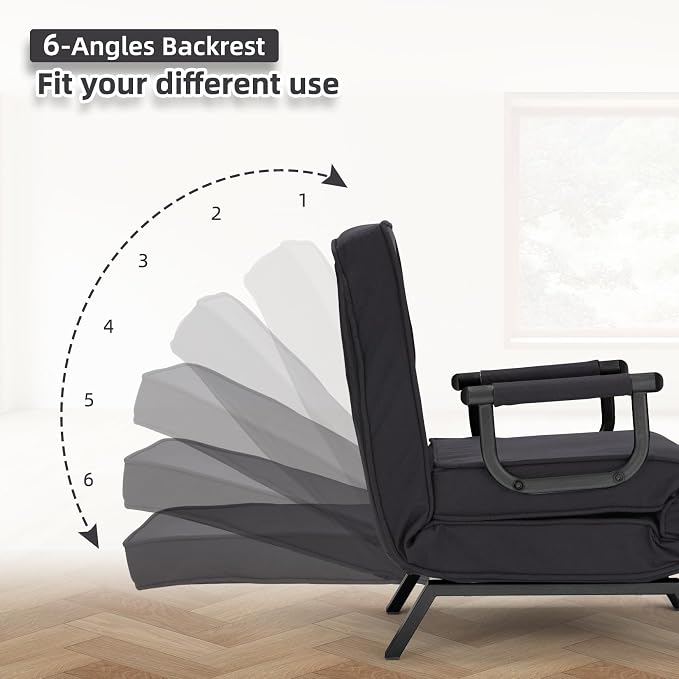 Hupmad Convertible Bed Sleeper Chair, Tri-fold Upholstered Armchair Sleeper - Image 6
