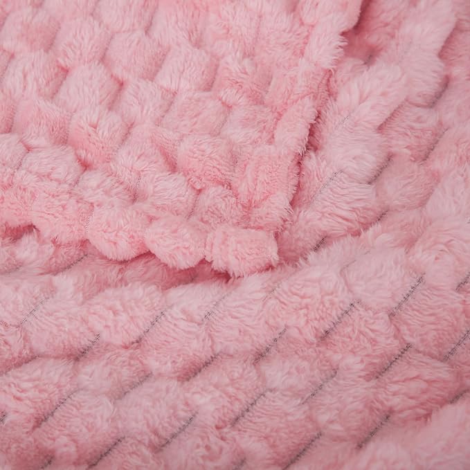 Puncuntex Light Pink Throw Blanket 60"×80" inches Fuzzy 3D Jacquard Decorative - Image 7
