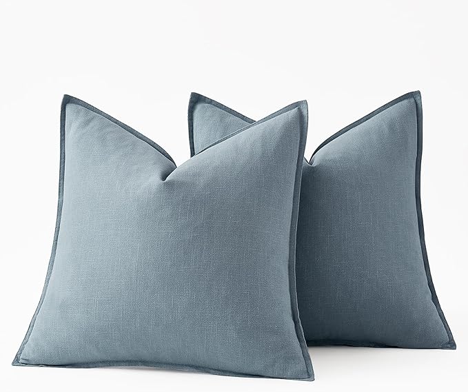 MIULEE Decorative Linen Euro Sham Pillow Covers 26x26 Blue Grey Boho - Image 6
