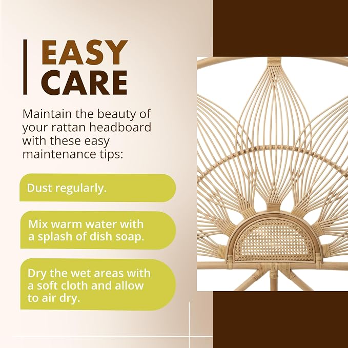 Kouboo Sunflower Rattan Queen Headboard Bedroom Bedroom Furniture Headboard - Image 5