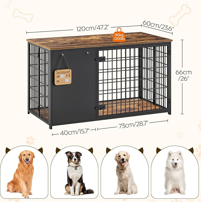 YATINEY Foldable Dog Crate Furniture, 47.2" Dog Crate - Image 7