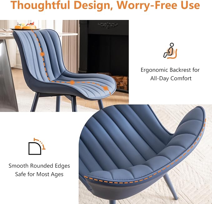 YOUNUOKE Mid-Century Modern Dining Chairs Set of 2, Armless Accent Chair - Image 8