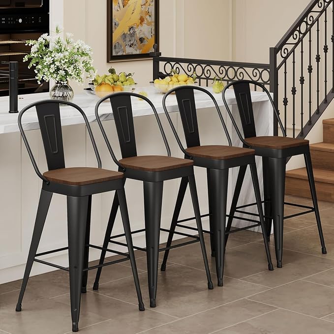 Andeworld Metal Bar Stools Set of 2, 24 inch Counter Height Barstools - Image 8