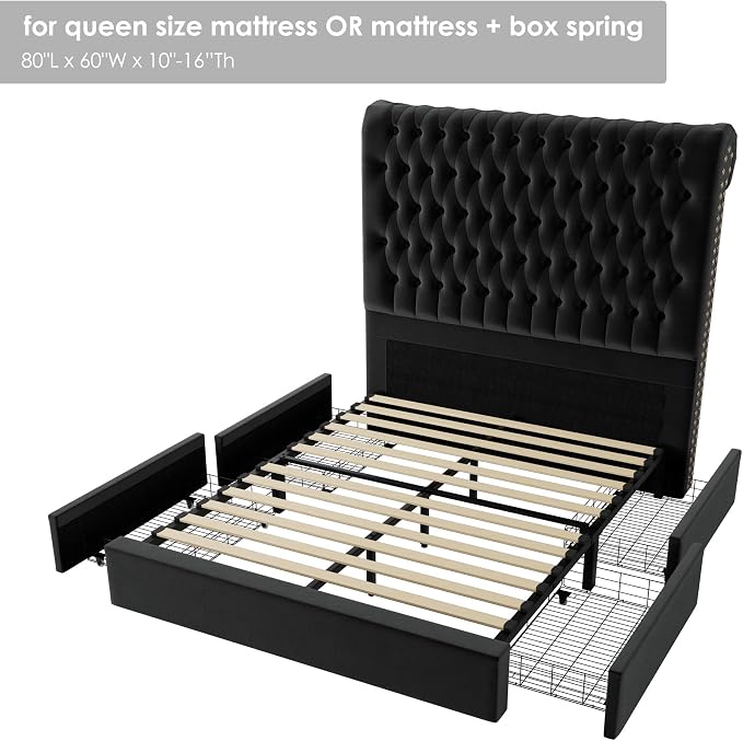 Queen Size Bed Frame 54" Tall Headboard - Image 8