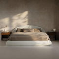RECCI AirFrame Half-Moon Upholstered King Platform Bed Frame, Boucle Curved by RECCI