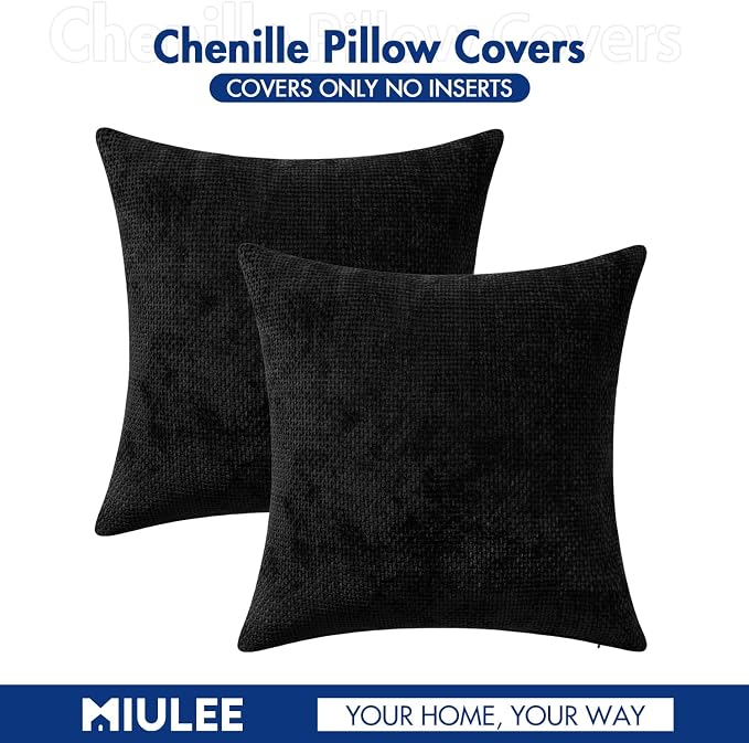 MIULEE Pack of 2 Couch Throw Pillow Covers 18x18 Inch Black Modern Boho Accent - Image 7