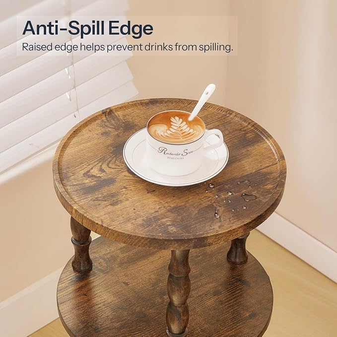 HOOBRO Round Side Table for Small Space, 3-Tier Small Round End Table - Image 6