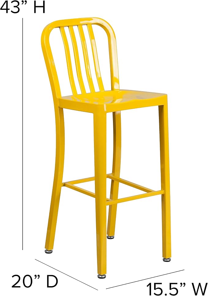 Flash Furniture Gael Commercial Grade 2 Pack 30" High Yellow Metal - Image 3