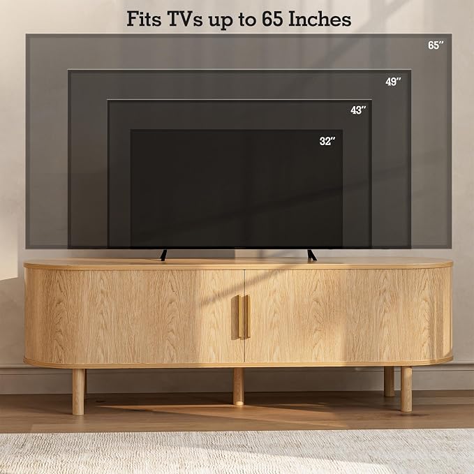 ZttRiee TV Stand for TVs up to 60 Inch, Entertainment Center - Image 4