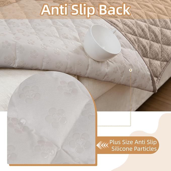 Dog Couch Cover for Sofa 100% Waterproof Faux Linen Sofa Covers for 3 Cushion - Image 4