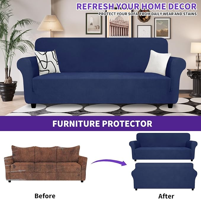 ZNSAYOTX Oversized Super Stretch Couch Cover, New Striped Sofa Covers - Image 3