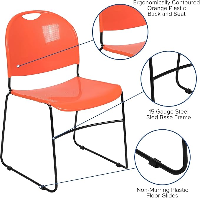 Flash Furniture HERCULES Series 5 Pack 880 lb. Capacity Orange Ultra-Compact - Image 5