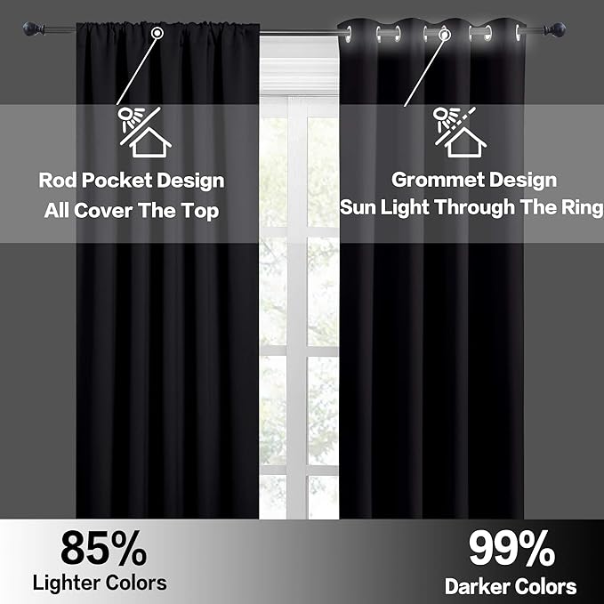 RYB HOME Extra Wide Blackout Curtains - Image 5