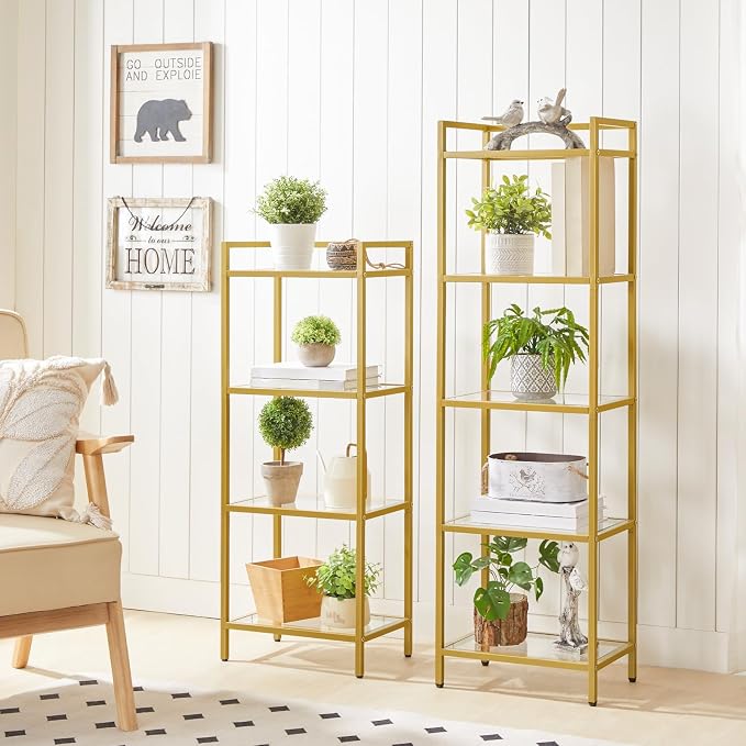 HOOBRO 5-Tier Gold Shelf, Narrow Book Shelf, Display Cabinet - Image 9