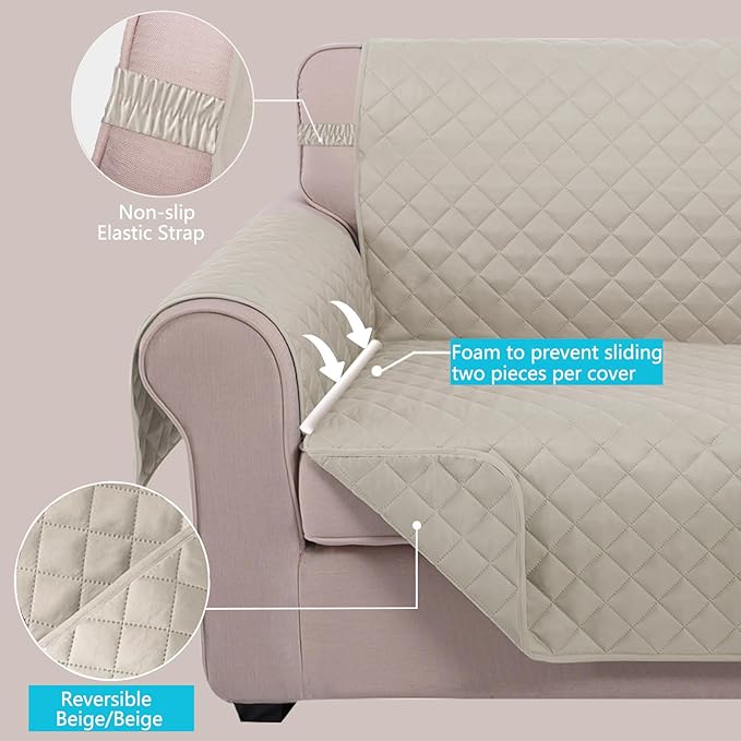 U-NICE HOME Loveseat Sofa Cover Reversible Couch Cover - Image 3