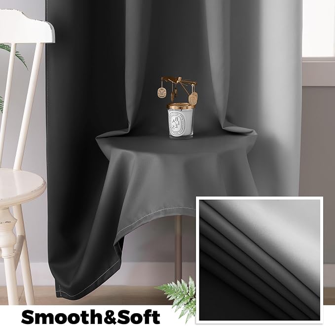 Yakamok 100% Blackout Curtains 63 Inch Length 2 Layers, Light Blocking Thermal - Image 5