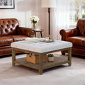 ABHENG 31.5” Large Square Storage Ottoman, Upholstery Solid Rubberwood Coffee by Liveinacomfortablehome