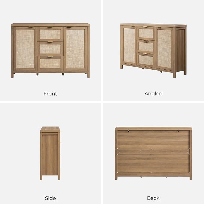 SICOTAS Rattan Large Sideboard Buffet Cabinet - Image 8