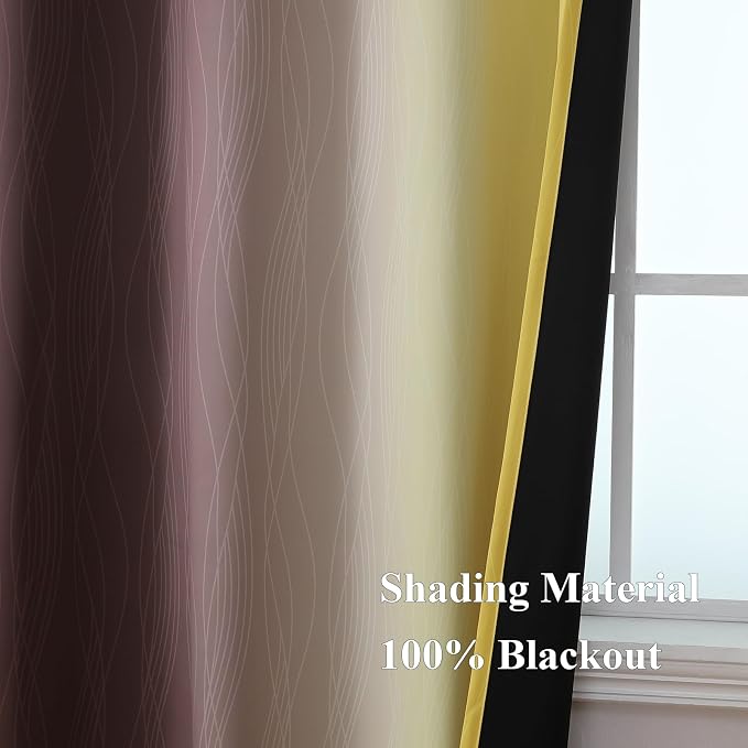 Estelar Textiler Brown and Yellow Blackout Curtains - Image 5