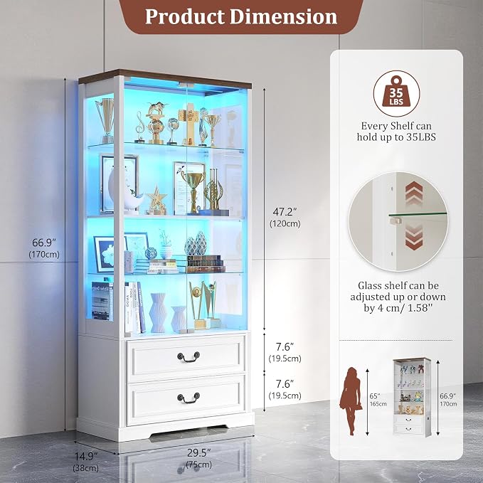 TAGELIER 67" Tall Display Cabinet - Image 2