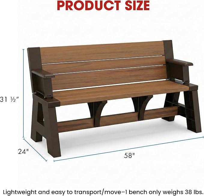 Convert-a-Bench Gen 1 2-in-1 Outdoor Convertible Bench to Picnic Table | - Image 2