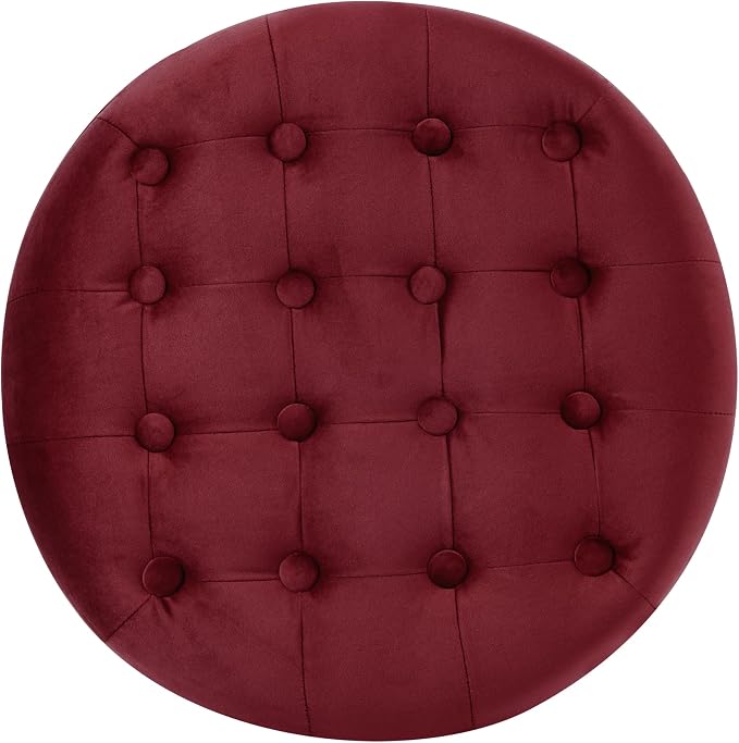 Homepop Home Decor | Upholstered Round Velvet Tufted Foot Rest Ottoman | Ottoman - Image 8