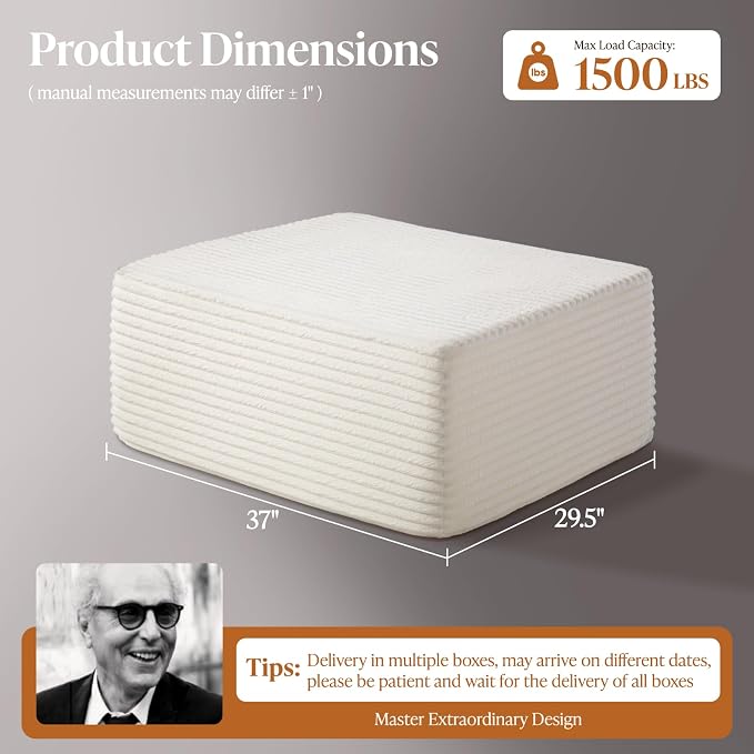 37" Cloud Sectional Couch Ottoman - Image 2