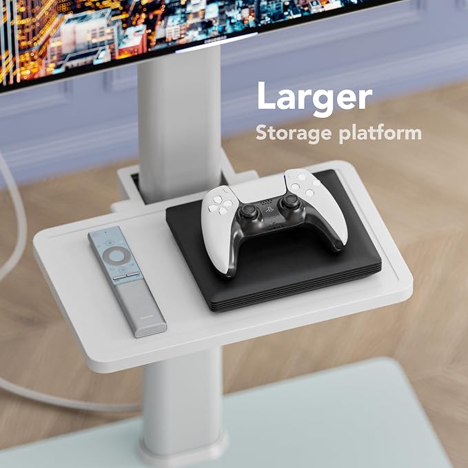 AX WABER Floor TV Stand with Power Outlet& Shelf, Universal TV Stand Mount - Image 6