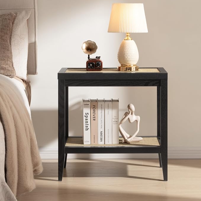 SICOTAS Rattan Nightstand Bedside Table - Image 3