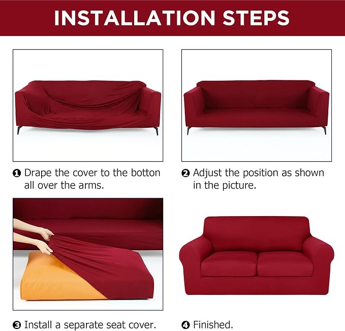 HunnmingRe Sofa Covers for 3 Cushion Couch Stretch Sofa and Loveseat Covers Set - Image 3