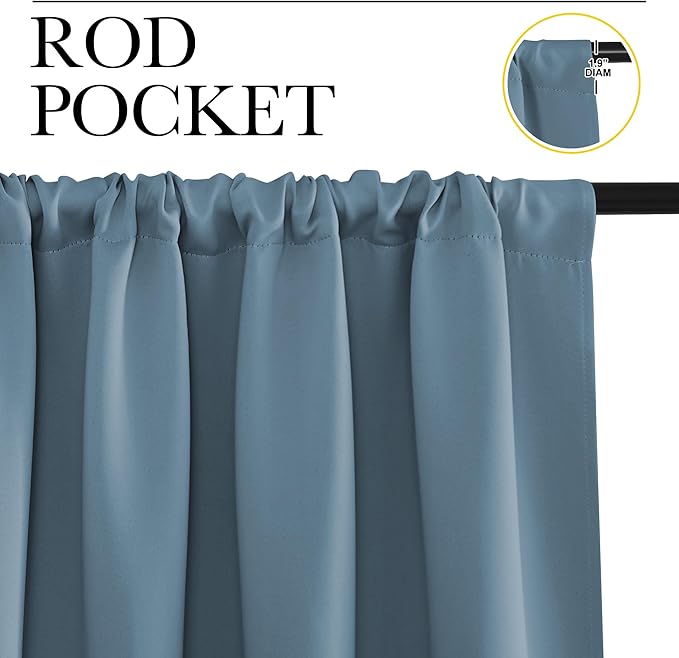 NICETOWN RV Blackout Curtains for Camper Windows, Smoky Blue, Short Blackout - Image 2