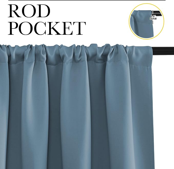 NICETOWN Blackout Curtains for Living Curtains, Smoky Blue, 2 Panels, 42 by 84 - Image 2