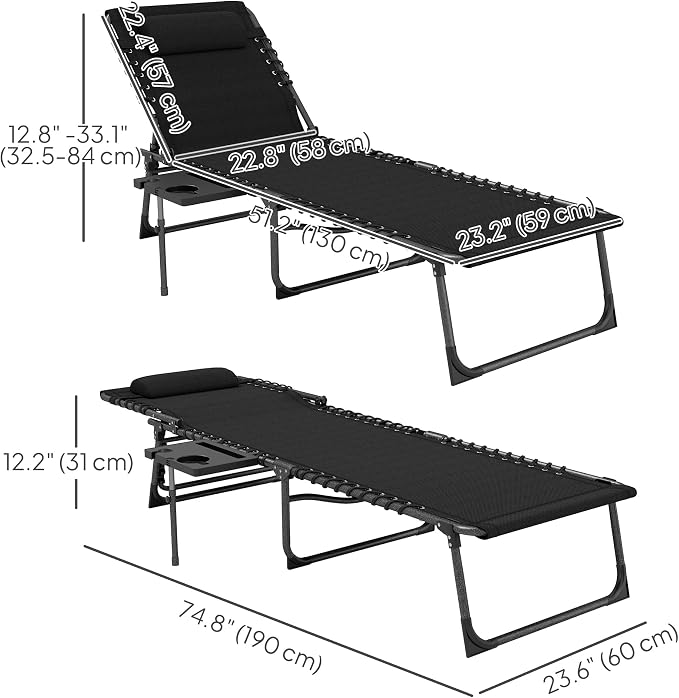 Outsunny Folding Chaise Lounge Chair Outdoor Tanning Chair - Image 3
