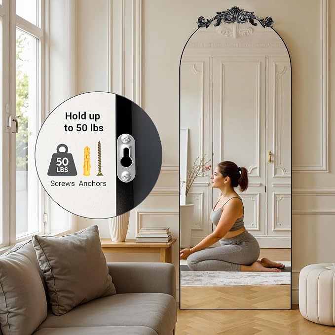 MISSDAY Vintage Baroque Full Length Mirror, Full Metal Frame Stand Up Retro - Image 7