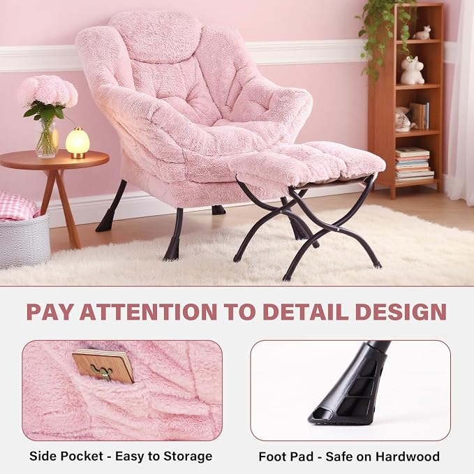 Tiita Lazy Chair with Ottoman, Comfy Leisure Sofa Armchair with Ottoman - Image 5