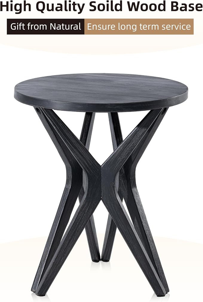 Pedestal Farmhouse End Table Set of 2, Distressed Top - Image 5