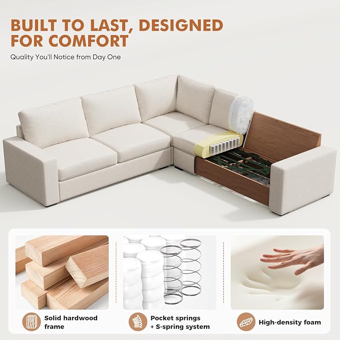 ABCASA Oversized Modular V Shaped Sectional Couches - Image 7