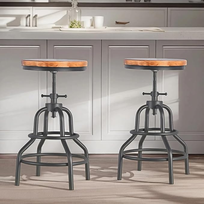 Industrial Vintage Counter Stool, Kitchen Counter Height Adjustable Swivel Chair by Diwhy