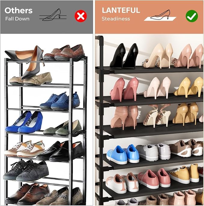 LANTEFUL 11 Tiers Tall Shoe Rack Holds 55 Pairs of Shoes - Image 6