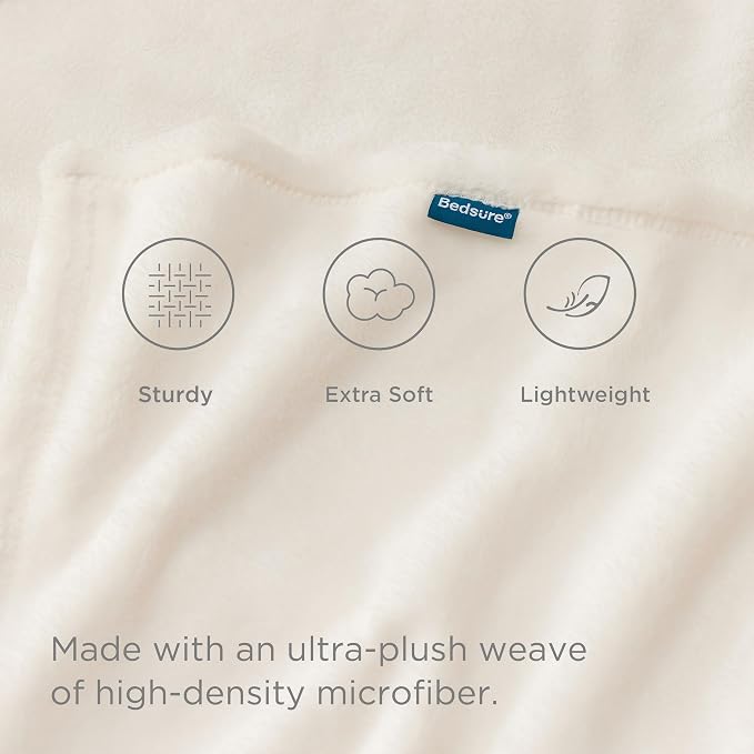 Bedsure GentleSoft Fleece Blankets Queen Size Cream - Image 4